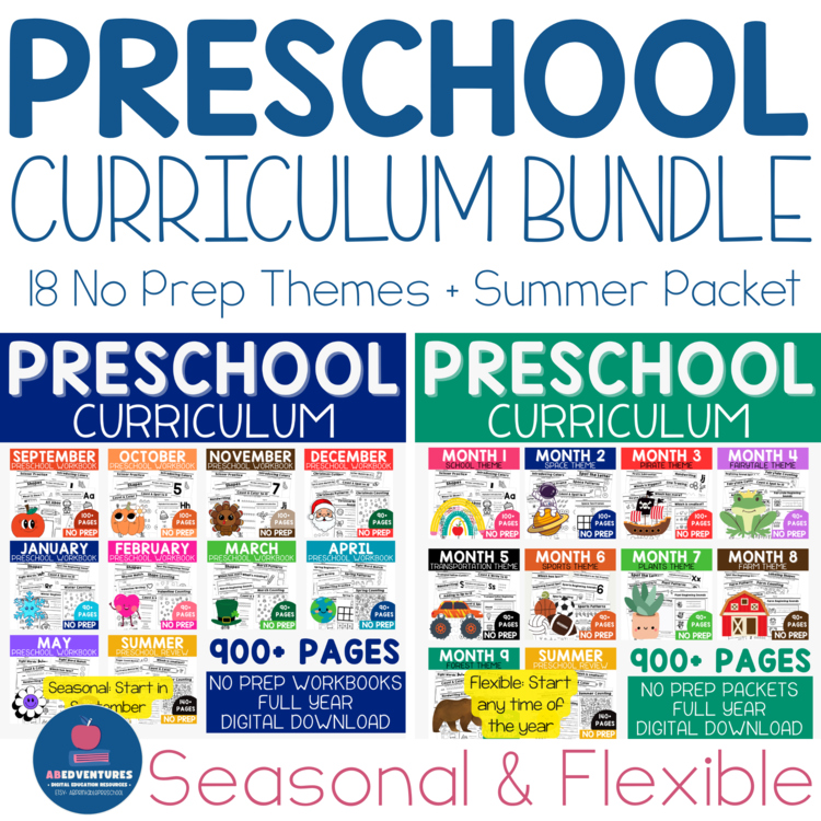 Preschool Curriculum Bundle No Prep Thematic Units Homeschool Early Finishers TK