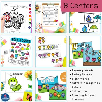 Spring Preschool Centers Bundle Math & Literacy Activities Pre-K 3 TK Kinder, image 3