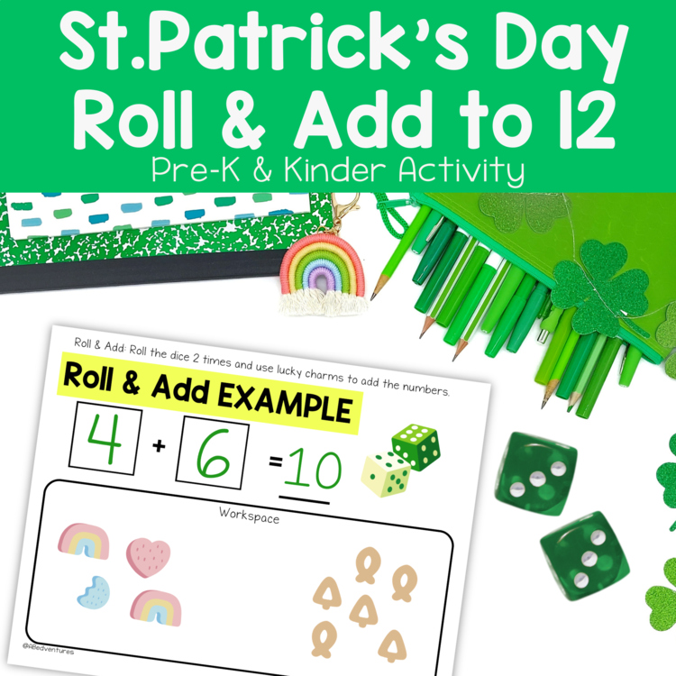 St. Patrick's Day Roll & Add Math Game Preschool Kindergarten Center