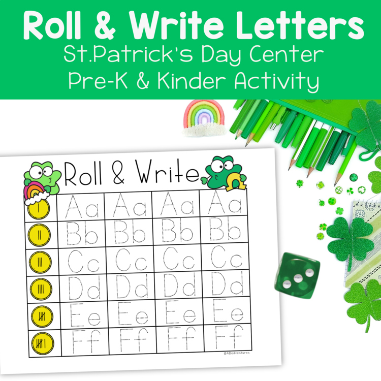 St. Patrick's Day Roll & Write Handwriting Letters Preschool Kindergarten Center