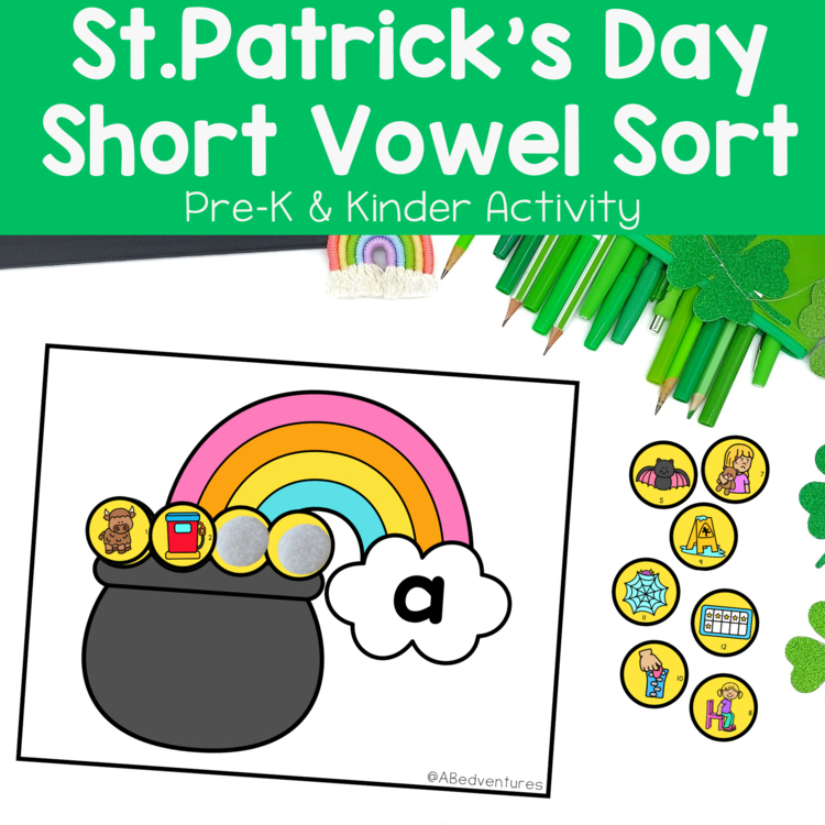 St. Patrick's Day CVC Word Sort Short Vowels Preschool Kindergarten Centers