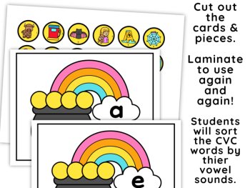 St. Patrick's Day CVC Word Sort Short Vowels Preschool Kindergarten Centers, image 2