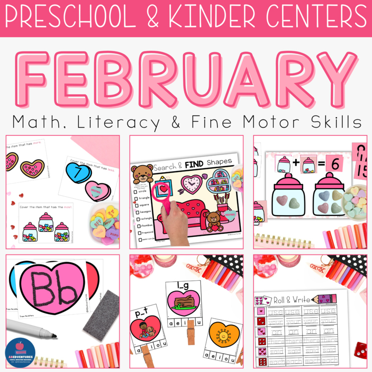 Preschool or K Valentine's Day Activities Bundle: Low Prep February Centers