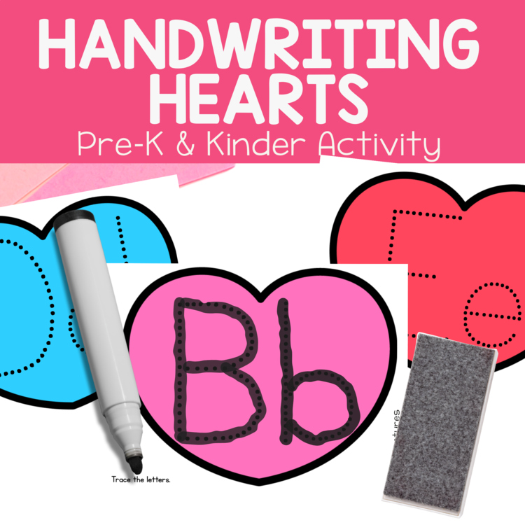 Valentine's Day Handwriting Letter Tracing Task Cards Preschool Kindergarten