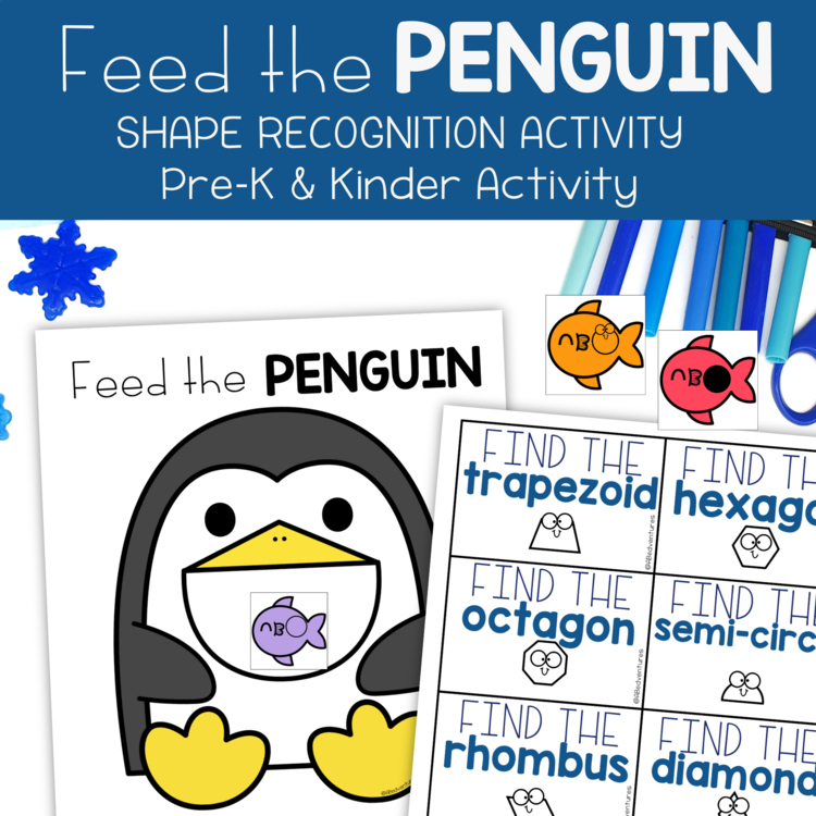 Winter Feed the Penguin Shape Recognition Preschool Kindergarten Centers