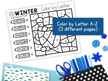 Winter Color by Code for Preschool Kindergarten Number Letters Shapes Subitize, image 3
