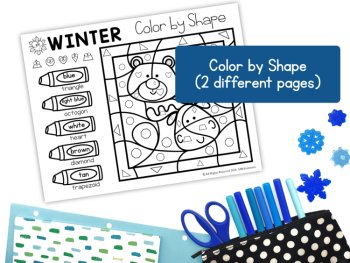 Winter Color by Code for Preschool Kindergarten Number Letters Shapes Subitize, image 4
