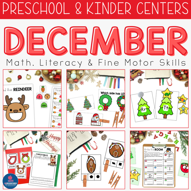 Preschool Christmas Activities Bundle: Low Prep December Centers Pre-K or K