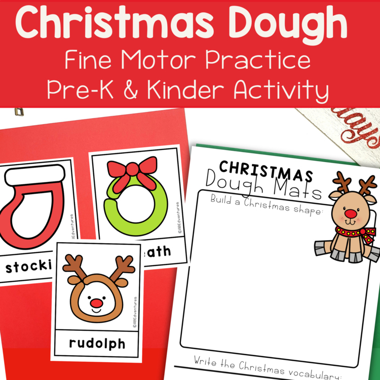 Christmas Dough Task Cards Pretend Play Center Activity Fine Motor Practice