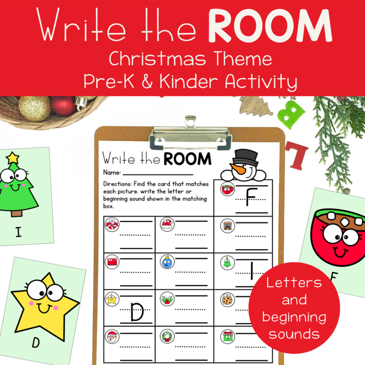 Christmas Preschool Activity Write the Room Kinder Letter Recognition Center