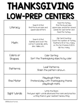 Preschool Thanksgiving Activities Bundle: Low Prep Centers November Pre-K or K, image 2