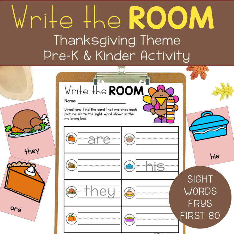 Thanksgiving Preschool Activity Write the Room Kindergarten Sight Words Center