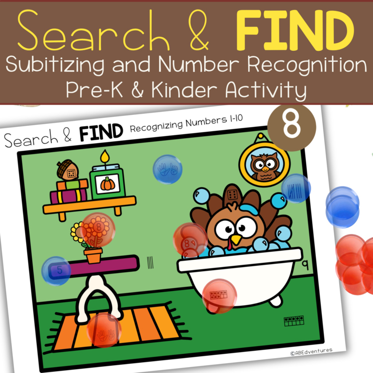 Thanksgiving Search & Find Number ID Number Recognition Pre-K Kinder Centers