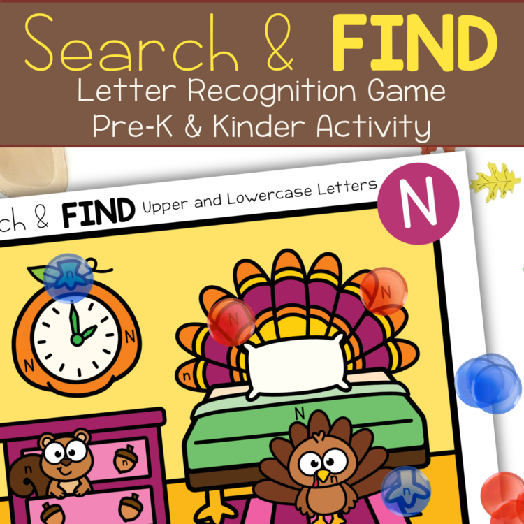 Thanksgiving Search & Find Letter ID Alphabet Recognition Pre-K Kinder Centers