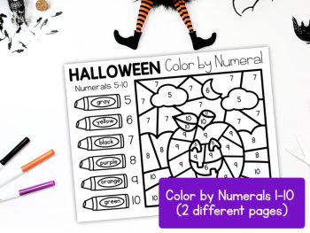 Halloween Color by Number Preschool & Kindergarten Subitize, Letters, Shapes, image 2