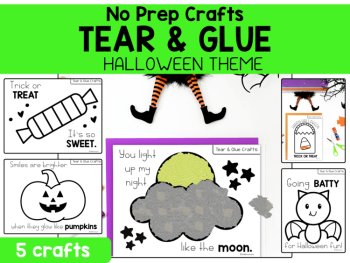 Halloween Crafts for Preschool & Kinder Handprint, Tear and Glue, Cut & Paste, image 2