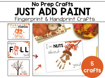 Fall Crafts for Preschool & Kinder No Prep Handprint, Tear and Glue, Cut & Paste, image 2