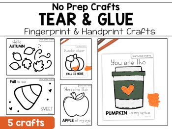 Fall Crafts for Preschool & Kinder No Prep Handprint, Tear and Glue, Cut & Paste, image 3