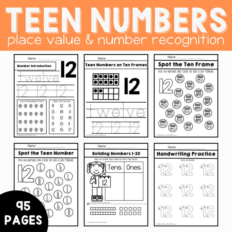 Base Ten Introducing Teen Numbers Place Value Kindergarten and Preschool Math
