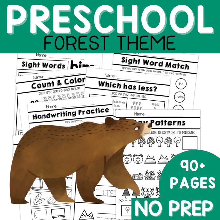 Preschool Forest Unit Pre K Curriculum No Prep Packet Forest Animals Themed Unit