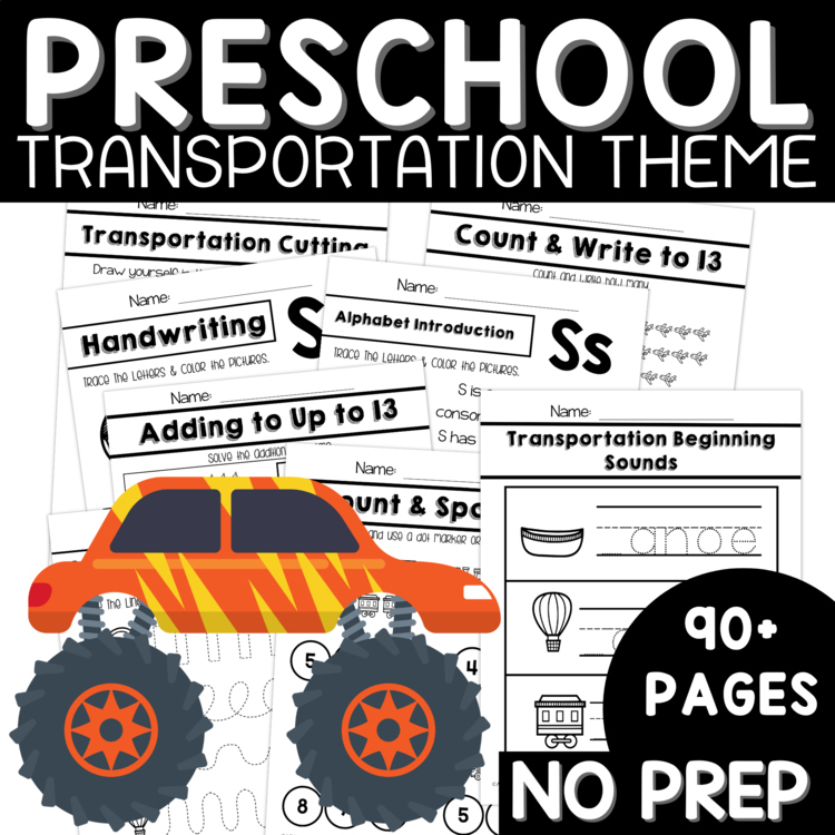 Preschool Transportation Unit Pre K Curriculum No Prep Packet Transportation