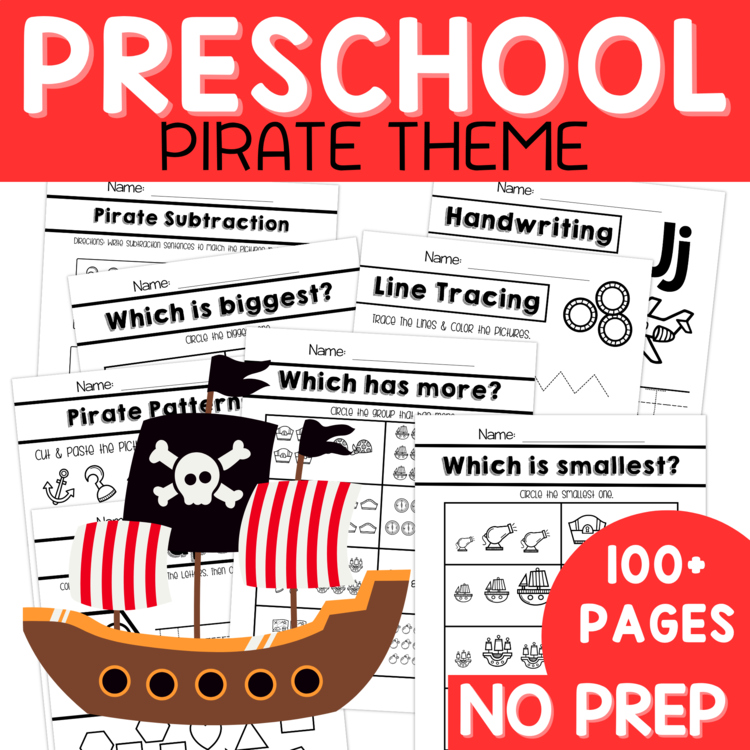 Preschool Pirate Unit Pre K Curriculum No Prep Packet Pirates Themed Unit