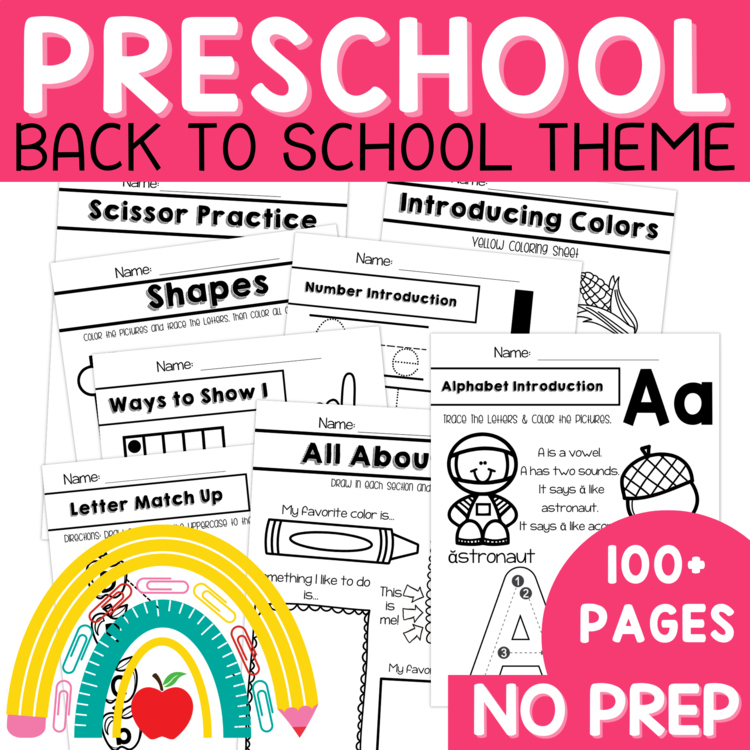 Preschool Back to School Pre K Curriculum No Prep Packet Back to School Month 1