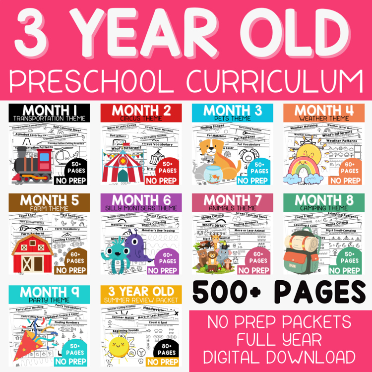 3 Year Olds Preschool Curriculum Homeschool Pre-K Lessons Worksheets Theme Units