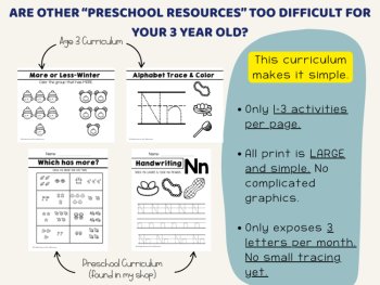3 Year Olds Preschool Curriculum Homeschool Pre-K Lessons Worksheets Theme Units, image 4