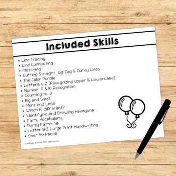 Preschool Age 3 Party Worksheets Celebration and Birthday Theme Unit Pre-K Three, image 2