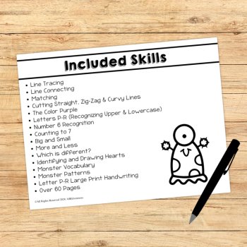 Preschool Age 3 Silly Monsters Worksheets, Silly Monsters Theme Unit Pre-K Three, image 3