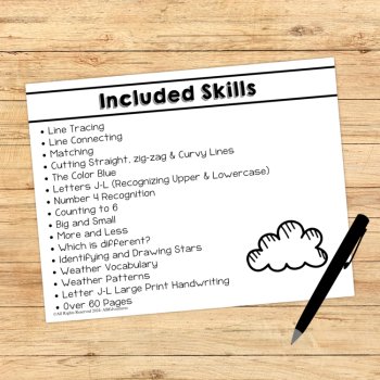Preschool Age 3 Weather Theme Worksheets, Weather Theme Unit Pre-K Three, image 3