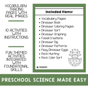 Preschool Dinosaurs Unit, Fossils Rocks Preschool Science Lessons-Pre-K Science, image 2