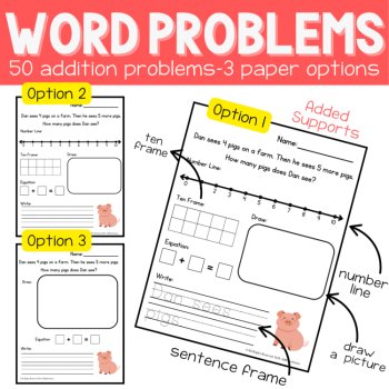 Simple Kindergarten Word Problems Single Digit Addition & Subtraction within 10, image 2