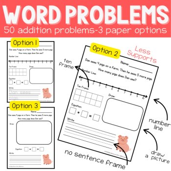 Simple Kindergarten Word Problems Single Digit Addition & Subtraction within 10, image 3