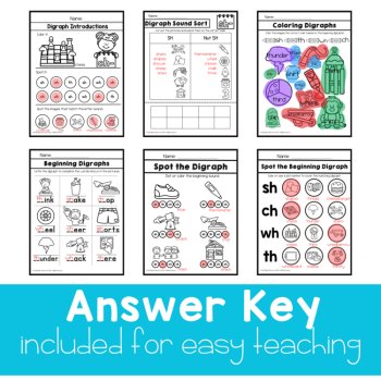 Beginning Digraph Worksheets, Digraphs Practice Phonics Practice Assessments, image 2
