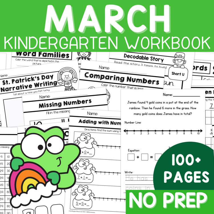 Kindergarten No Prep Packet March St. Patrick's Day Kindergarten Early Finishers