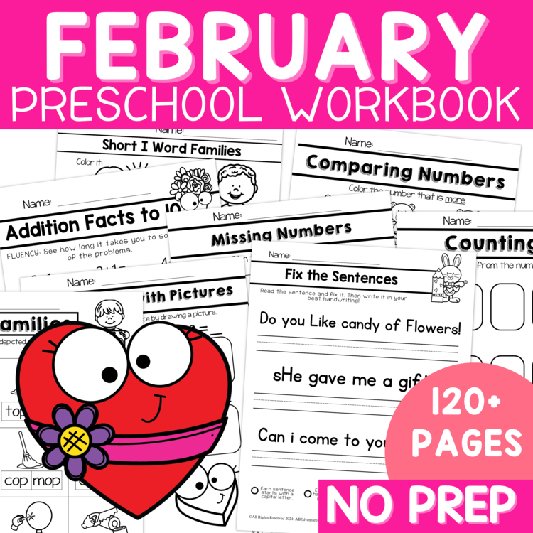 Kindergarten No Prep Packet February Valentine Kindergarten Early Finishers