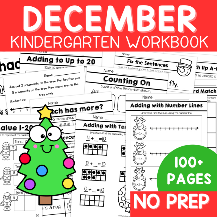 Kindergarten No Prep Packet December Christmas Kindergarten Early Finishers