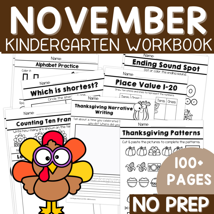 Kindergarten No Prep Packet November Thanksgiving Kindergarten Early Finishers
