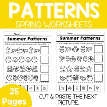 Pattern Worksheets-Summer Patterns, Beach Preschool & Kindergarten, image 3