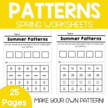 Pattern Worksheets-Summer Patterns, Beach Preschool & Kindergarten, image 4