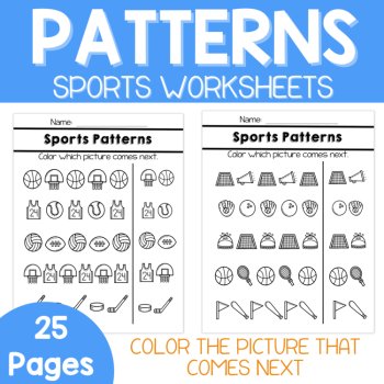 Pattern Worksheets-Sports Patterns, Sports Preschool & Kindergarten, image 2