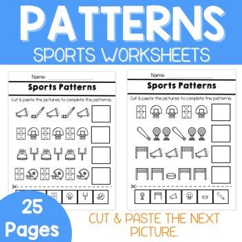 Pattern Worksheets-Sports Patterns, Sports Preschool & Kindergarten, image 3