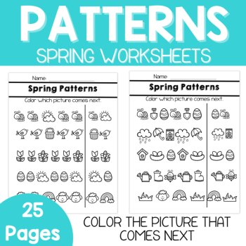 Pattern Worksheets-Spring Patterns, Spring & Easter Preschool & Kindergarten, image 2