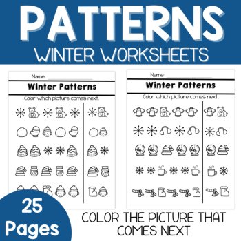 Pattern Worksheets-Winter Patterns Recognition, Winter Preschool & Kindergarten, image 2