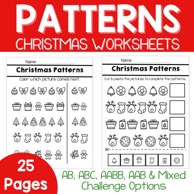 Christmas Patterns Worksheets-Pattern Recognition Activities Preschool & Kinder