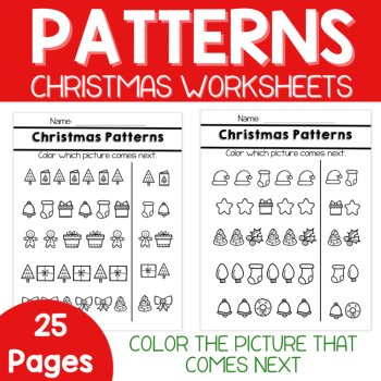 Christmas Patterns Worksheets-Pattern Recognition Activities Preschool & Kinder, image 2