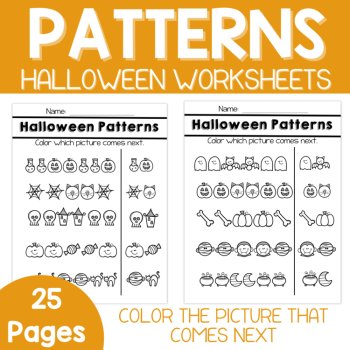 Pattern Worksheets-Halloween Patterns, Halloween Preschool & Kindergarten, image 2