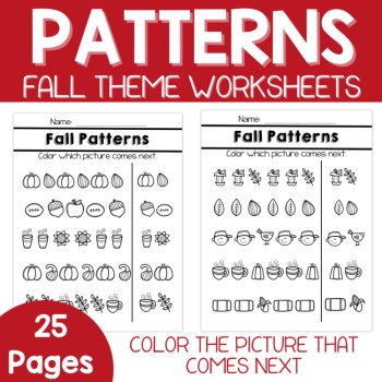 Pattern Worksheets-Fall Patterns, Fall Preschool, Fall Kindergarten, image 2